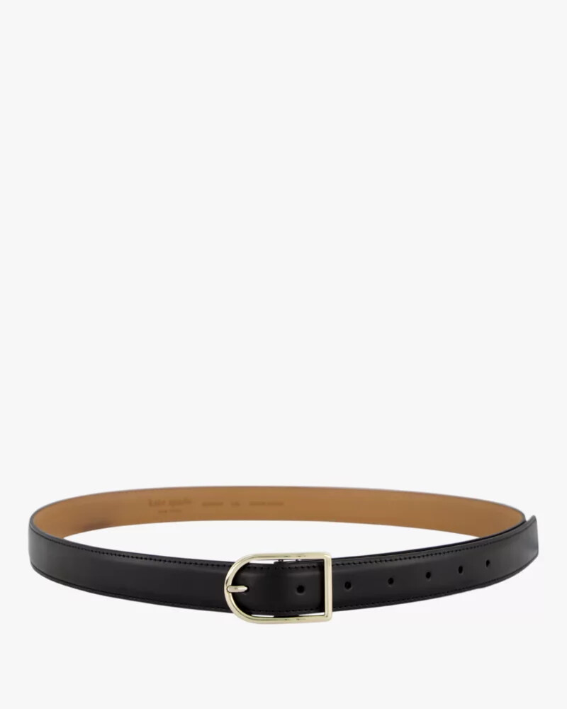 stitched edge leather belt black