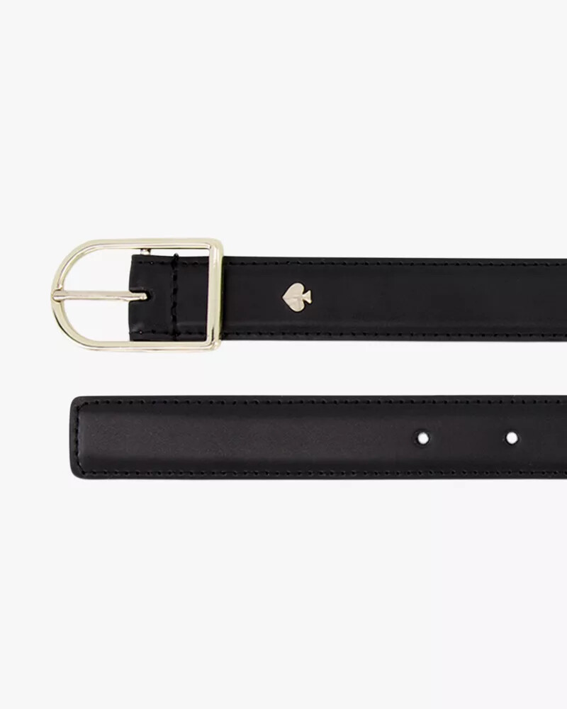stitched edge leather belt black