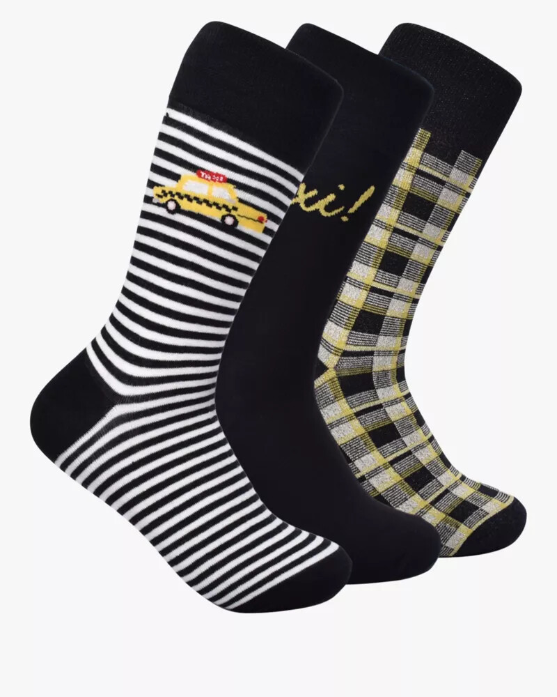taxi 3 pack boxed crew socks set black