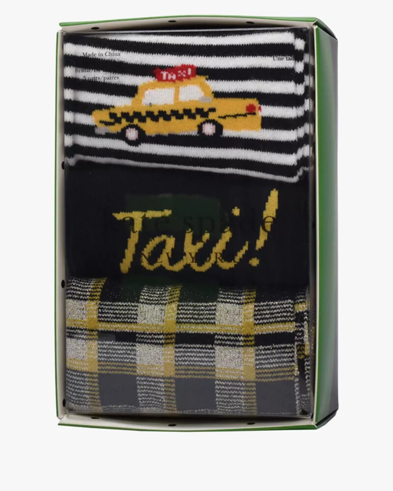 taxi 3 pack boxed crew socks set black
