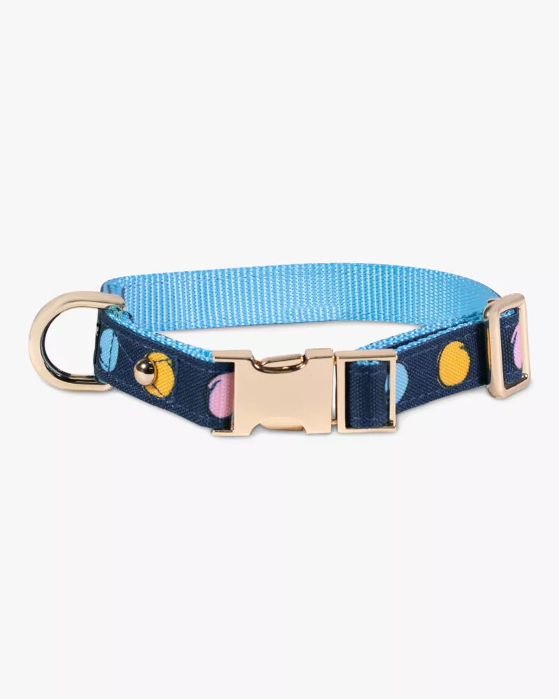 watercolor dot pet collar sm navy