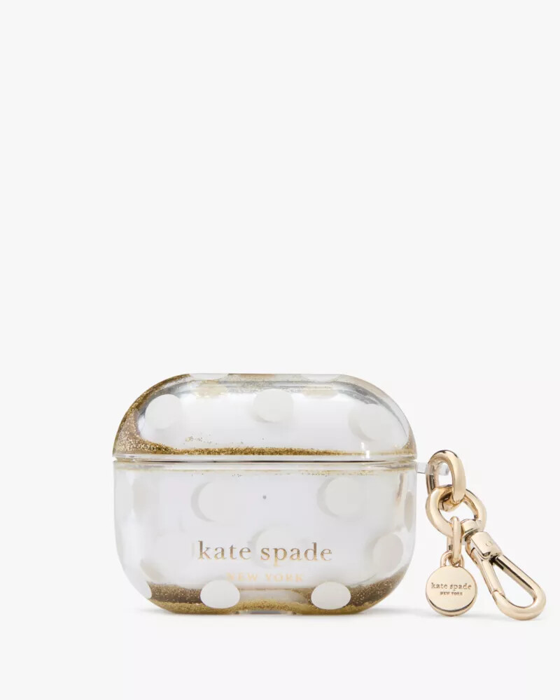 polka dot liquid glitter airpods pro gen 2 case gold multi