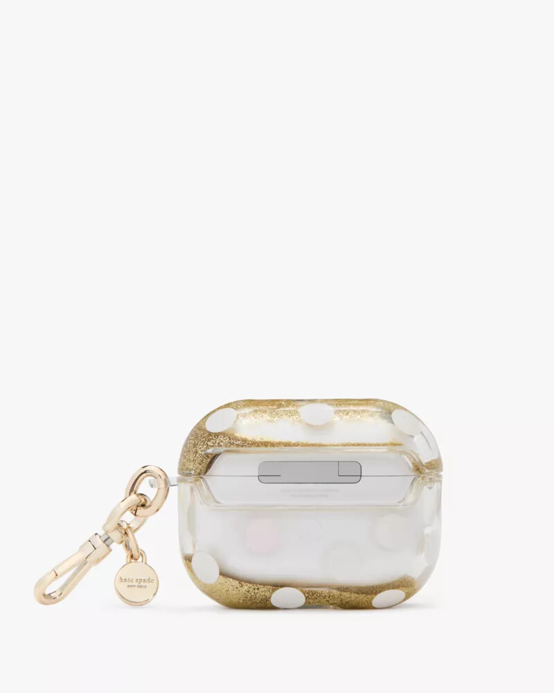 polka dot liquid glitter airpods pro gen 2 case gold multi