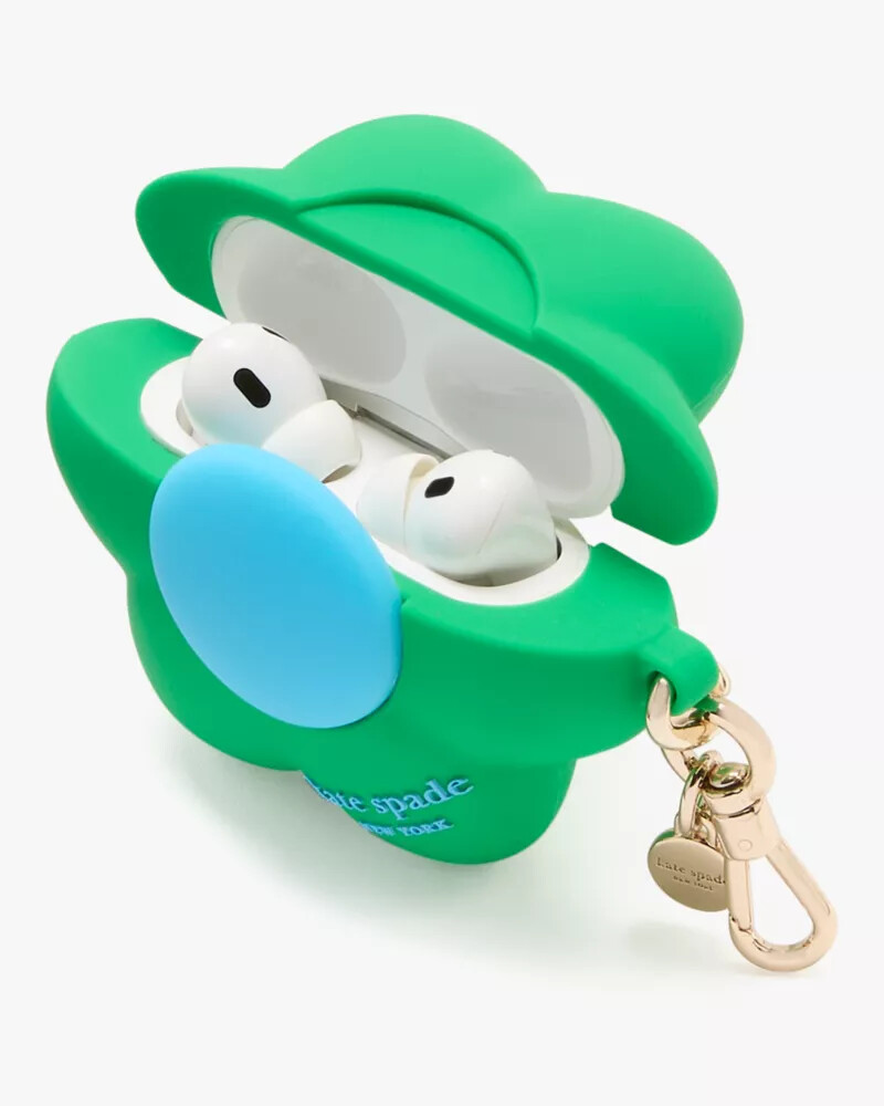 silicone flower airpods pro gen 2 case ks green