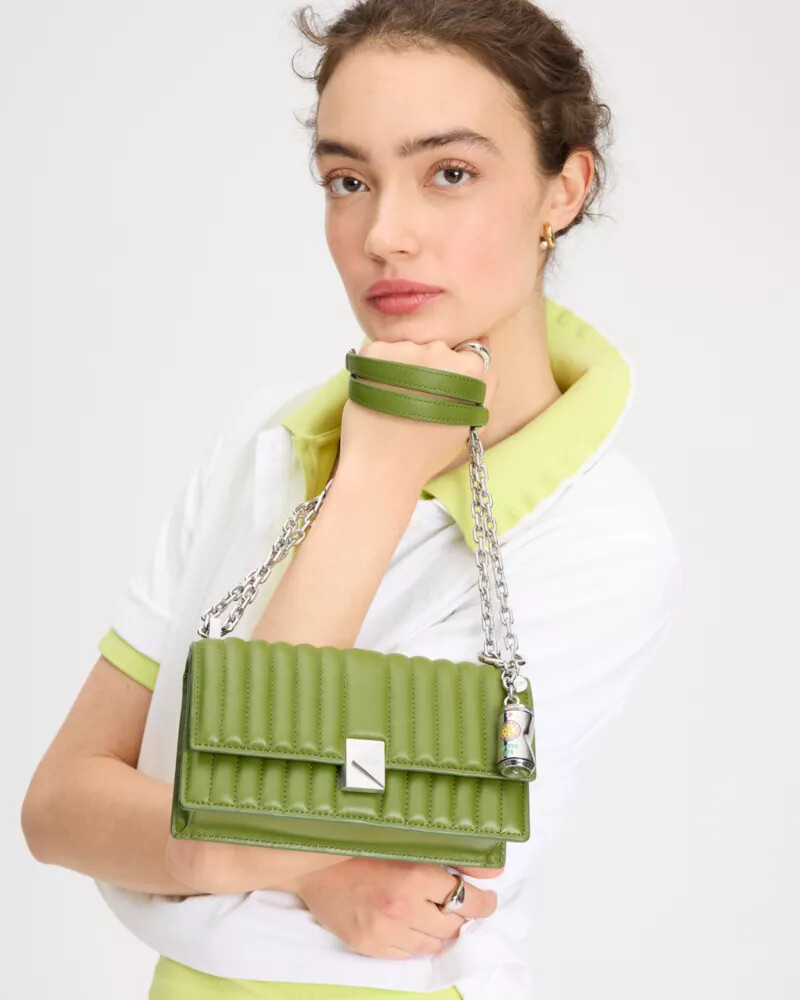 snack time metal bag charm metallic multi