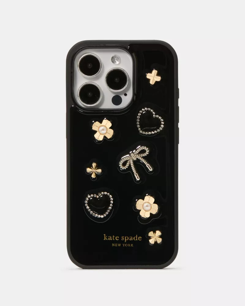 molded emebellished phone case 16 pro black multi