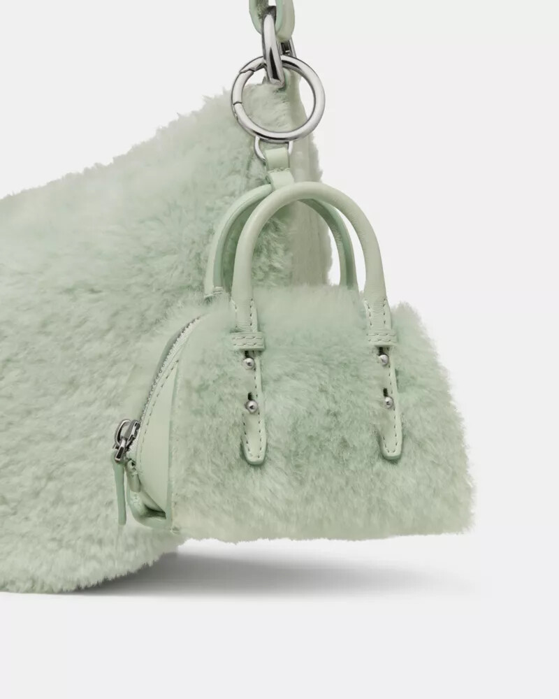 charmed shearling nano carryall bag charm mint frosting
