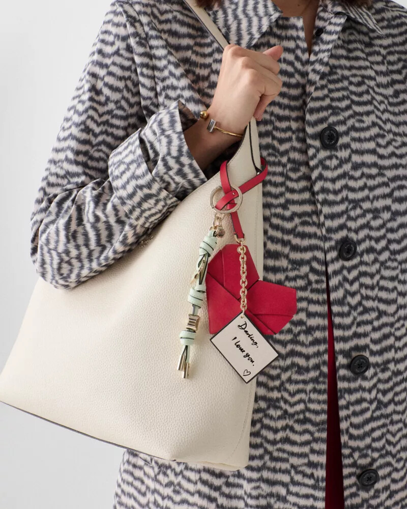 yours truly origami heart bag charm red multi