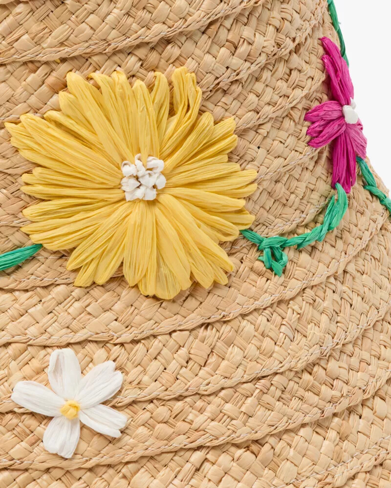 floral embroidered sunhat natural