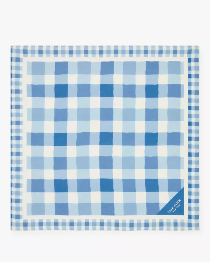 beach plaid silk bandana navy