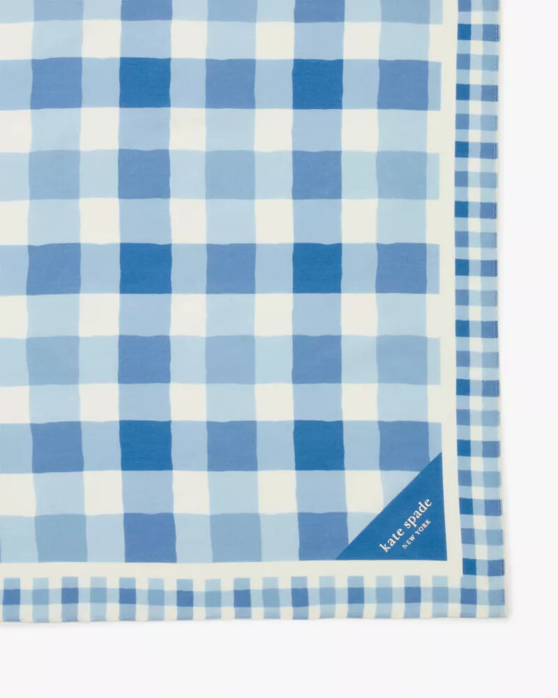 beach plaid silk bandana navy