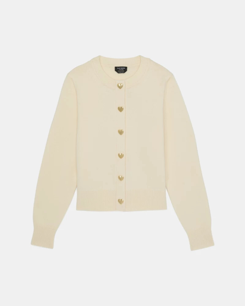 gold heart button nell cardigan cream