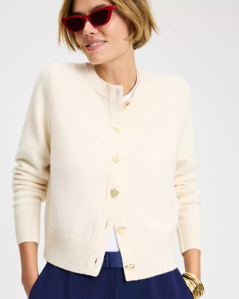 gold heart button nell cardigan cream