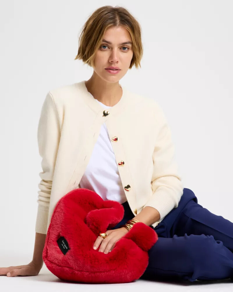 gold heart button nell cardigan cream
