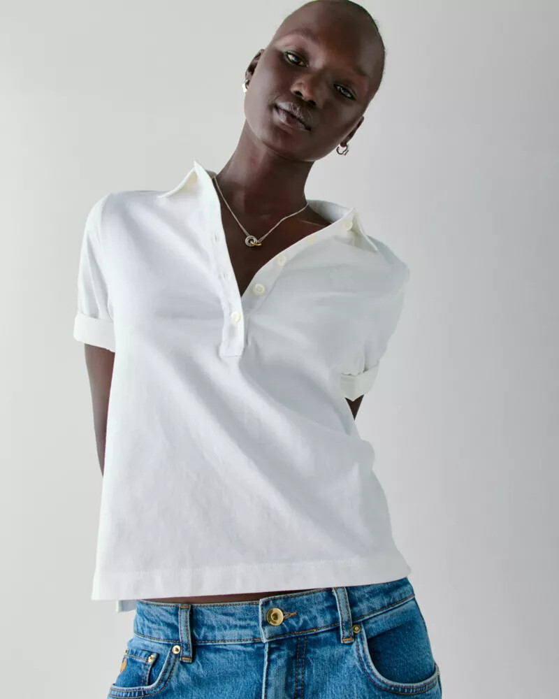 cotton polo shirt fresh white