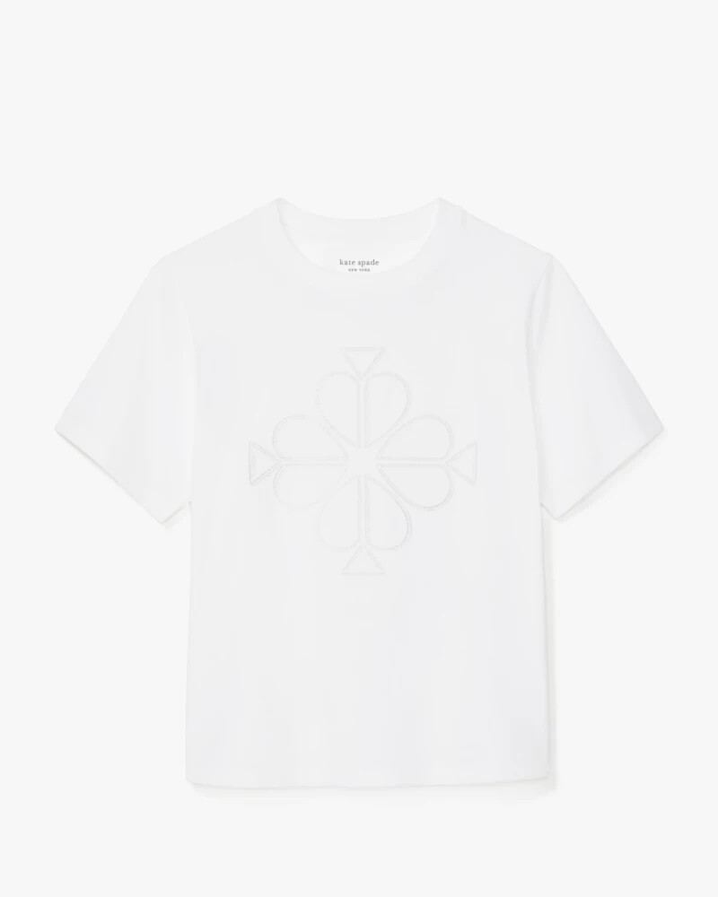 embroidered spade flower logo tee fresh white