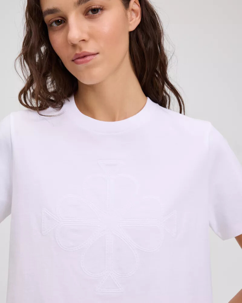 embroidered spade flower logo tee fresh white