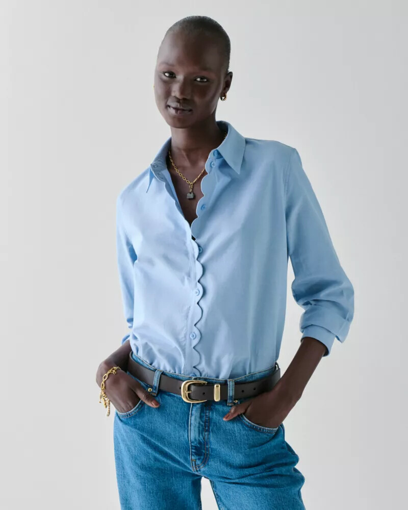 oxford scallop shirt blue
