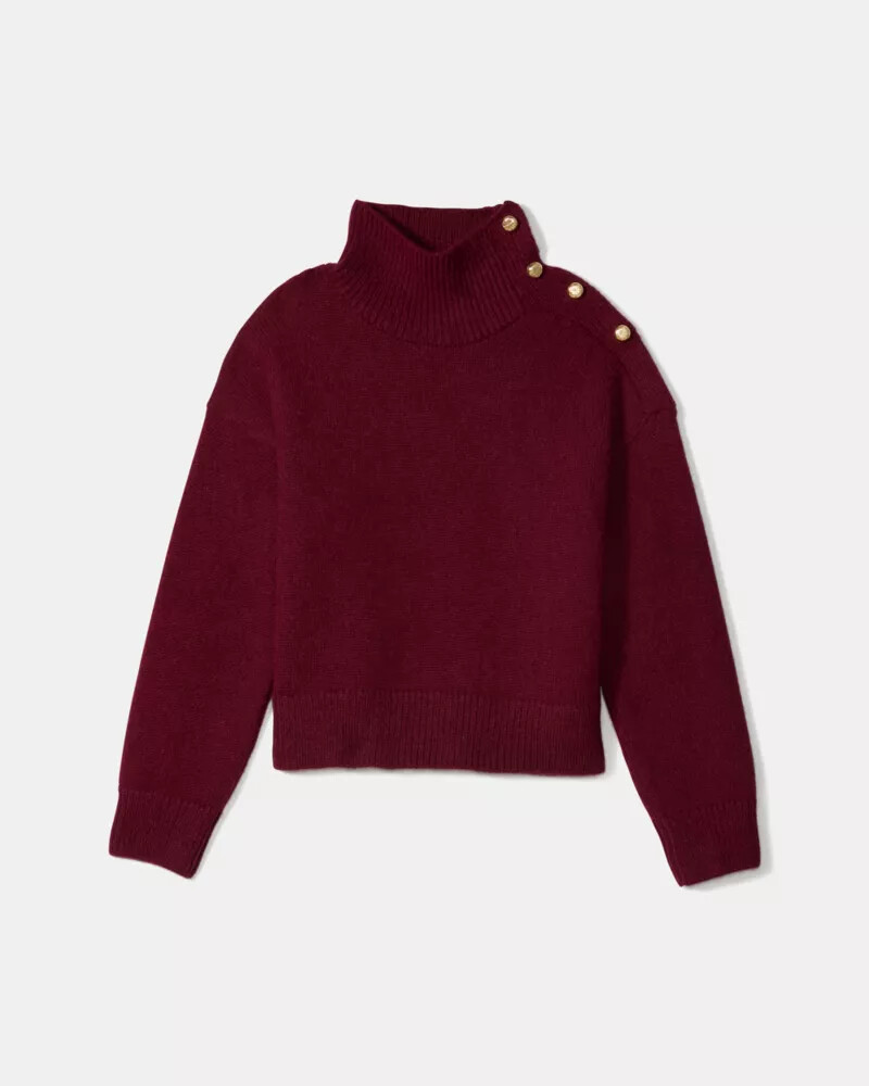 turtleneck with bauble buttons roasted pomegranate
