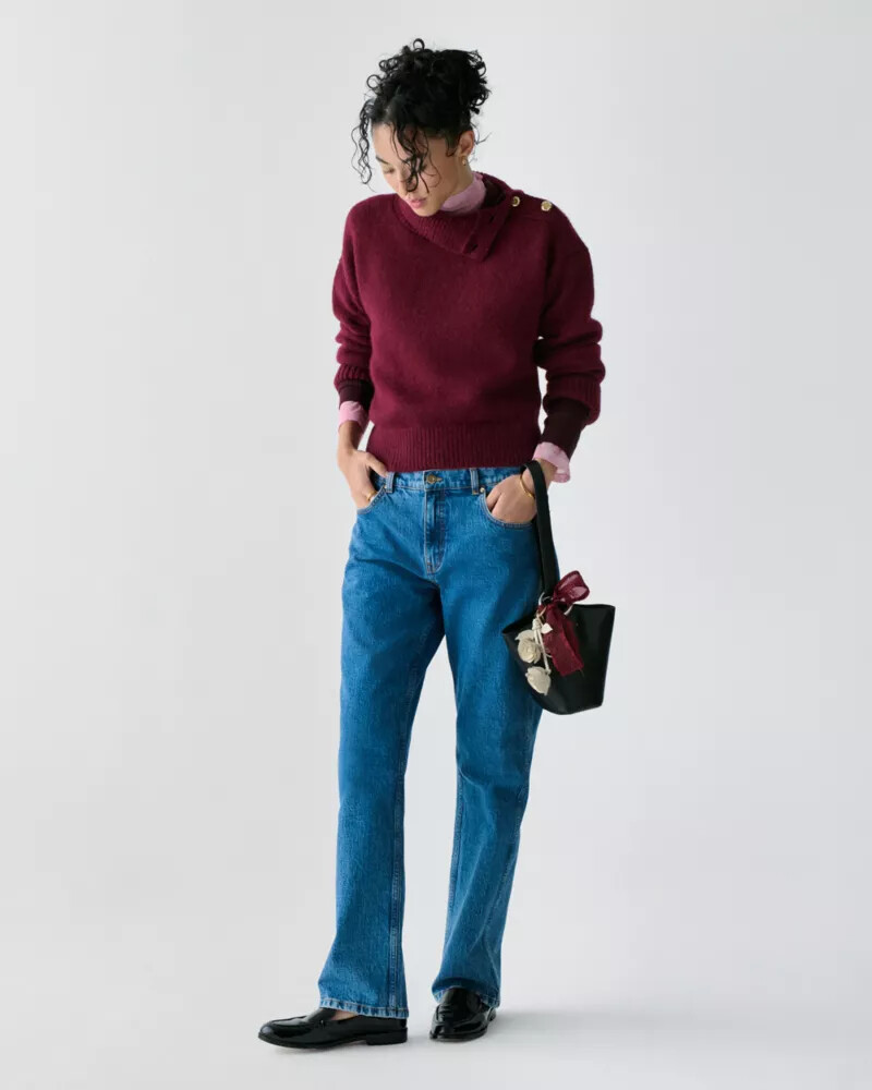 turtleneck with bauble buttons roasted pomegranate