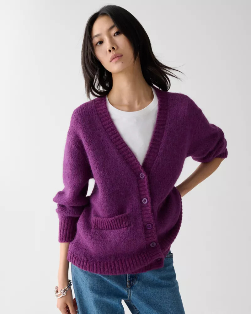 fuzzy oversized cardigan nightshade