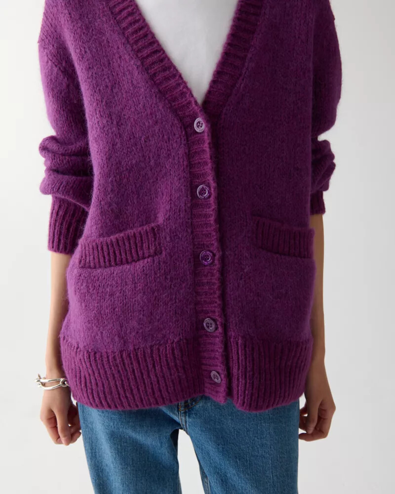 fuzzy oversized cardigan nightshade