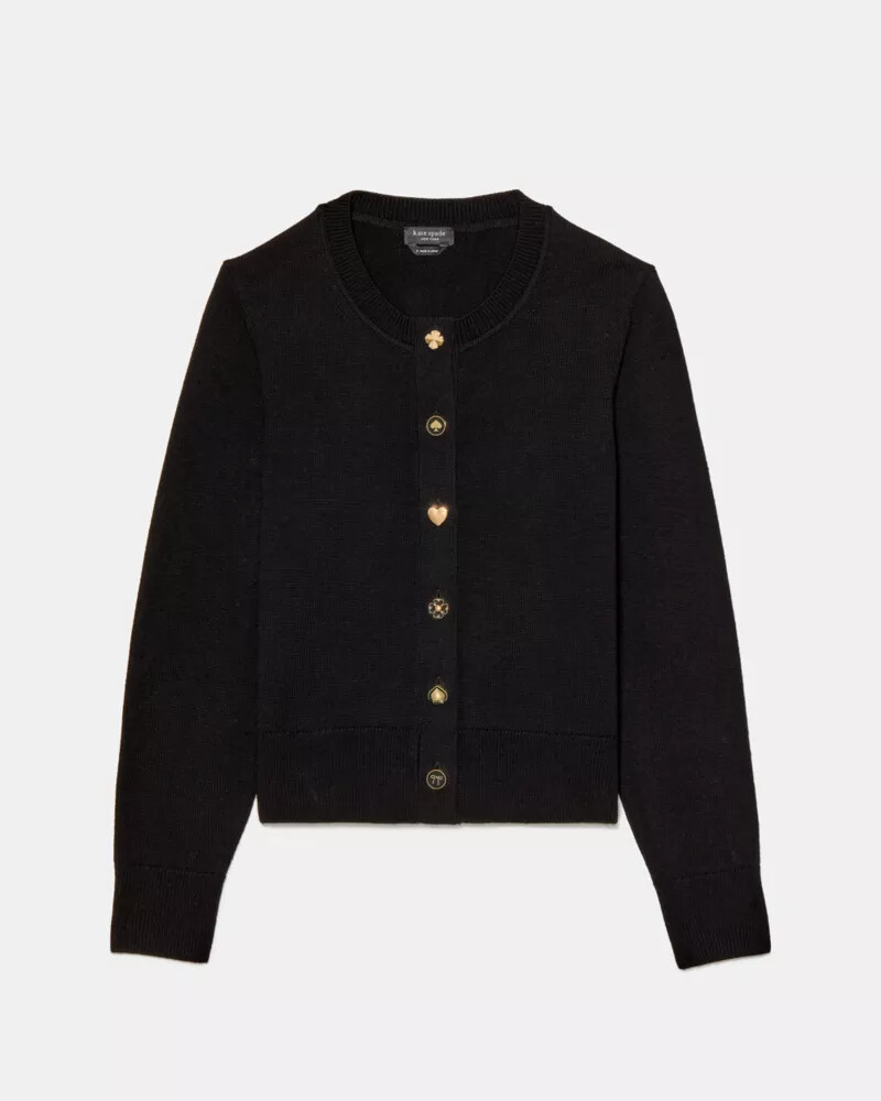 novelty button nell cardigan black