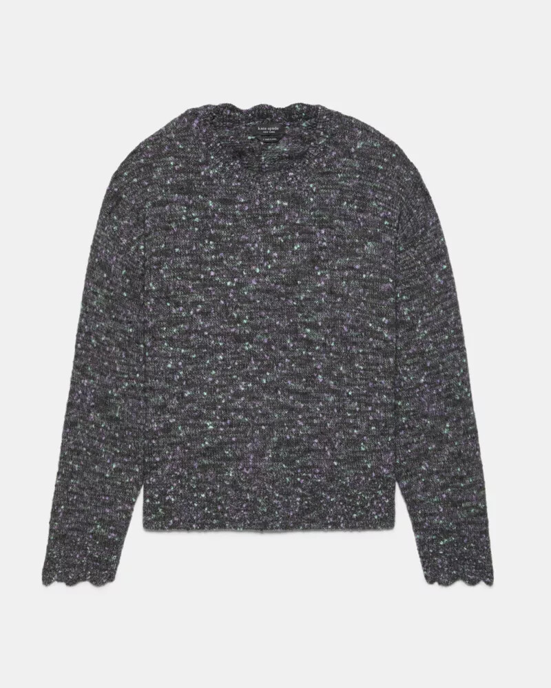 scallop crew neck sweater charcoal multi