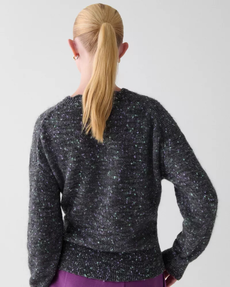 scallop crew neck sweater charcoal multi