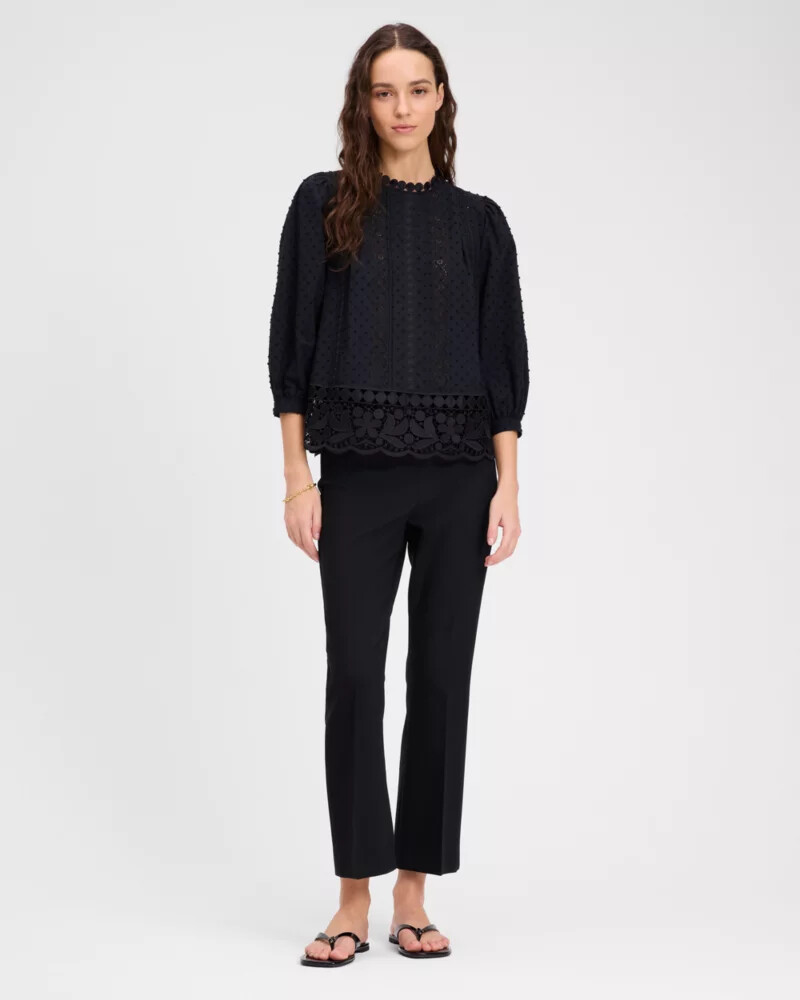 guipure lace trim blouse black