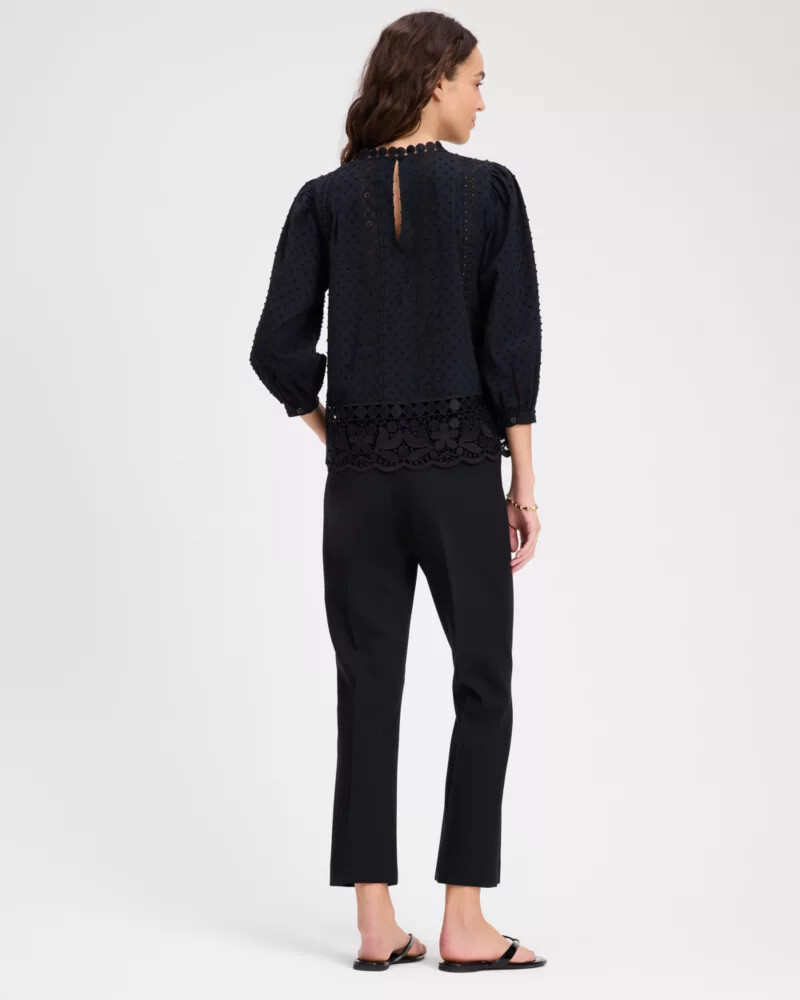 guipure lace trim blouse black