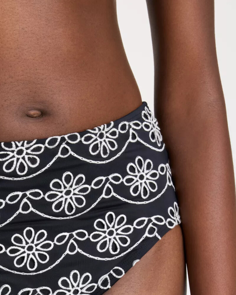 eyelet high waist bikini bottom black