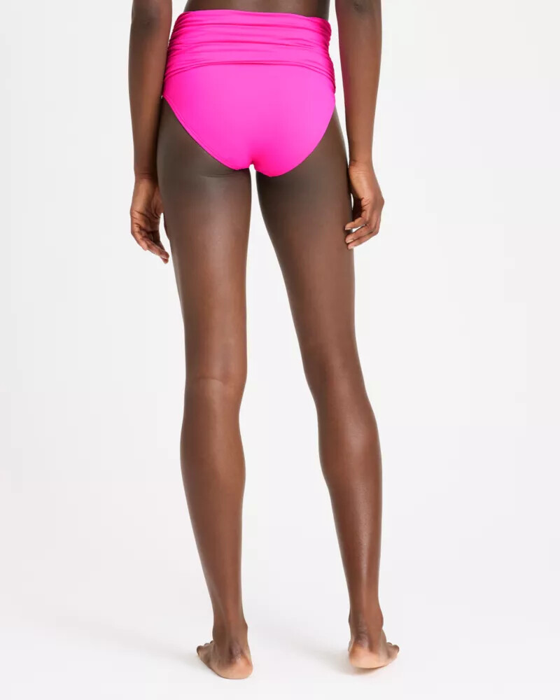 shirred high waist bikini bottom vivid snapdragon