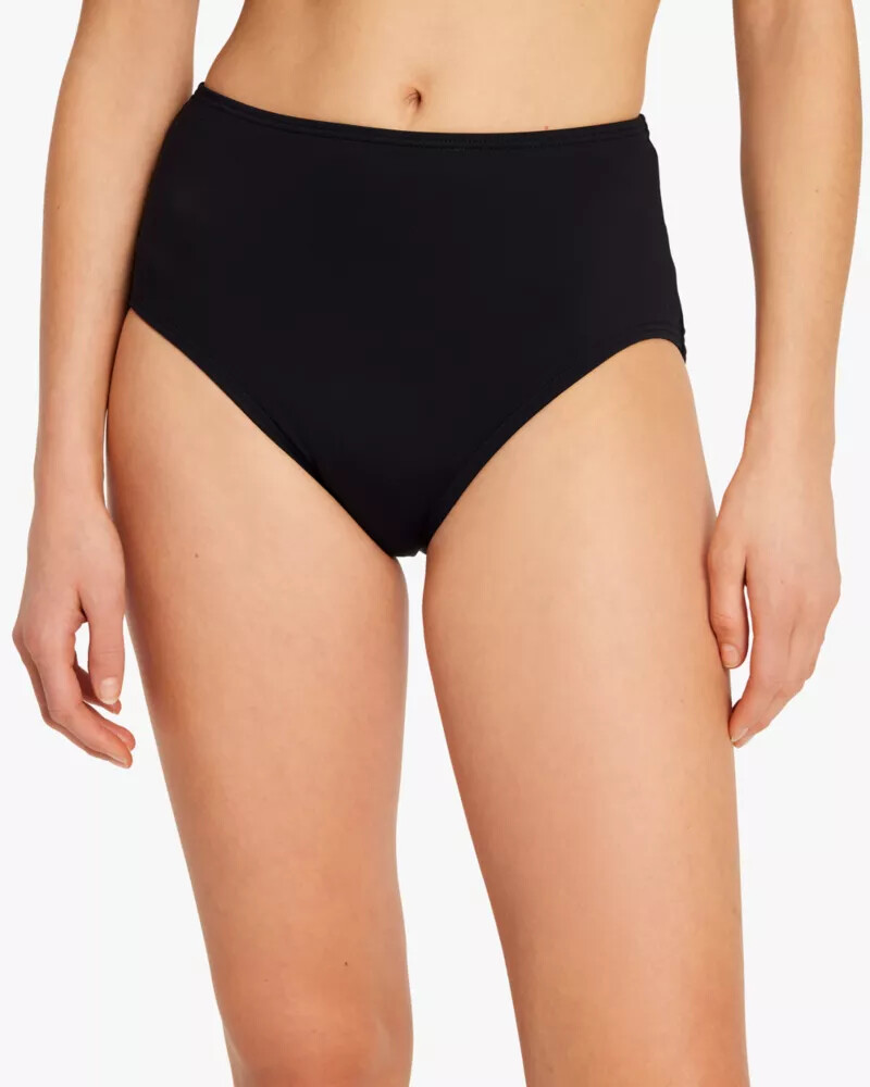 high-waist bikini bottom black