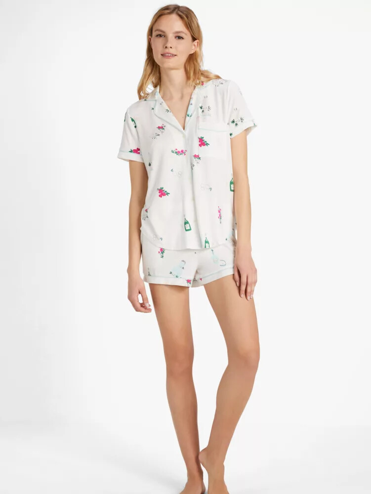 bridal short pj set celebration print