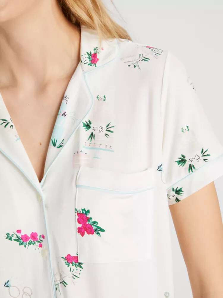 bridal short pj set celebration print