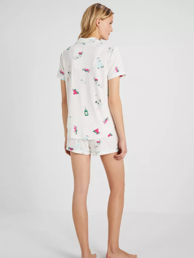 bridal short pj set celebration print