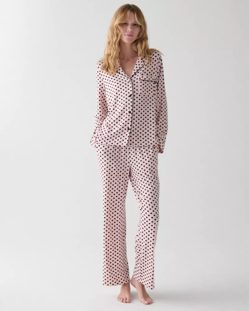 lady dot long pajama pink dot