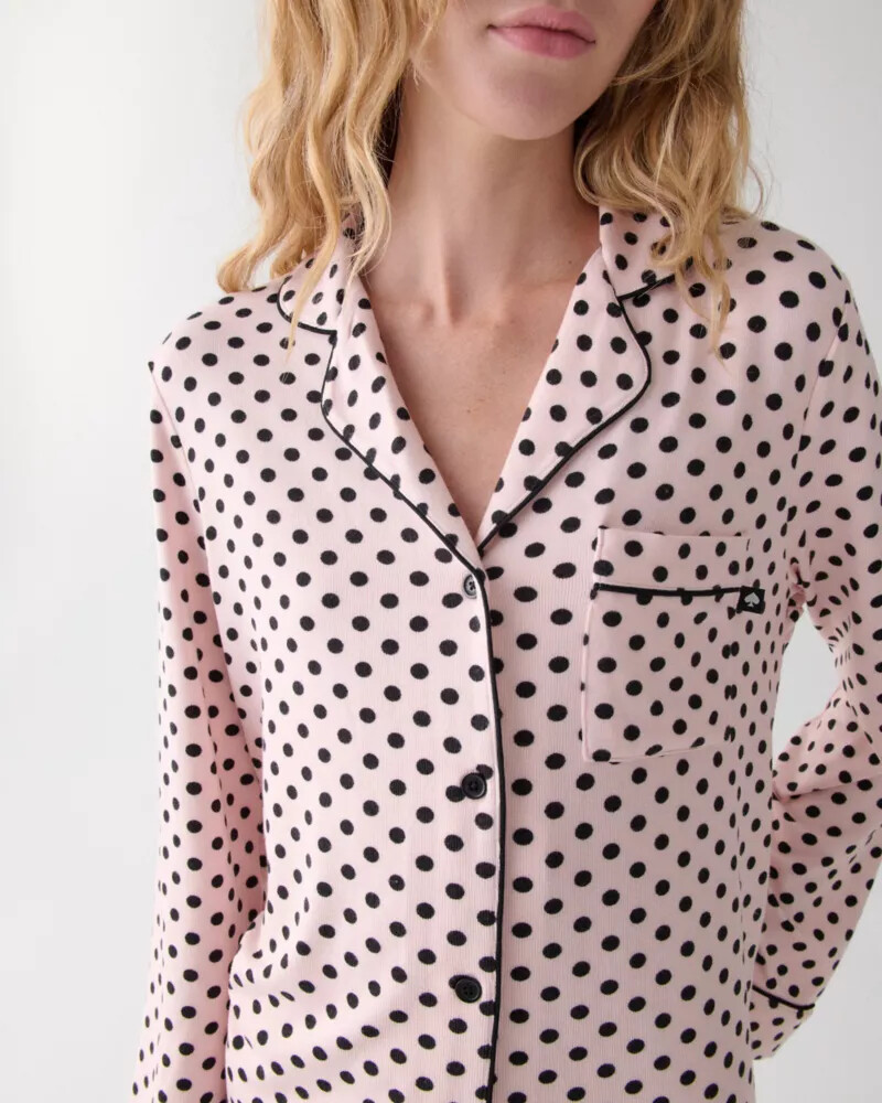 lady dot long pajama pink dot