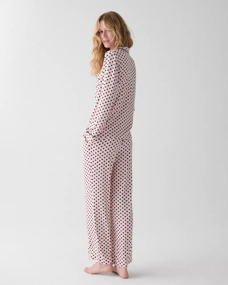 lady dot long pajama pink dot