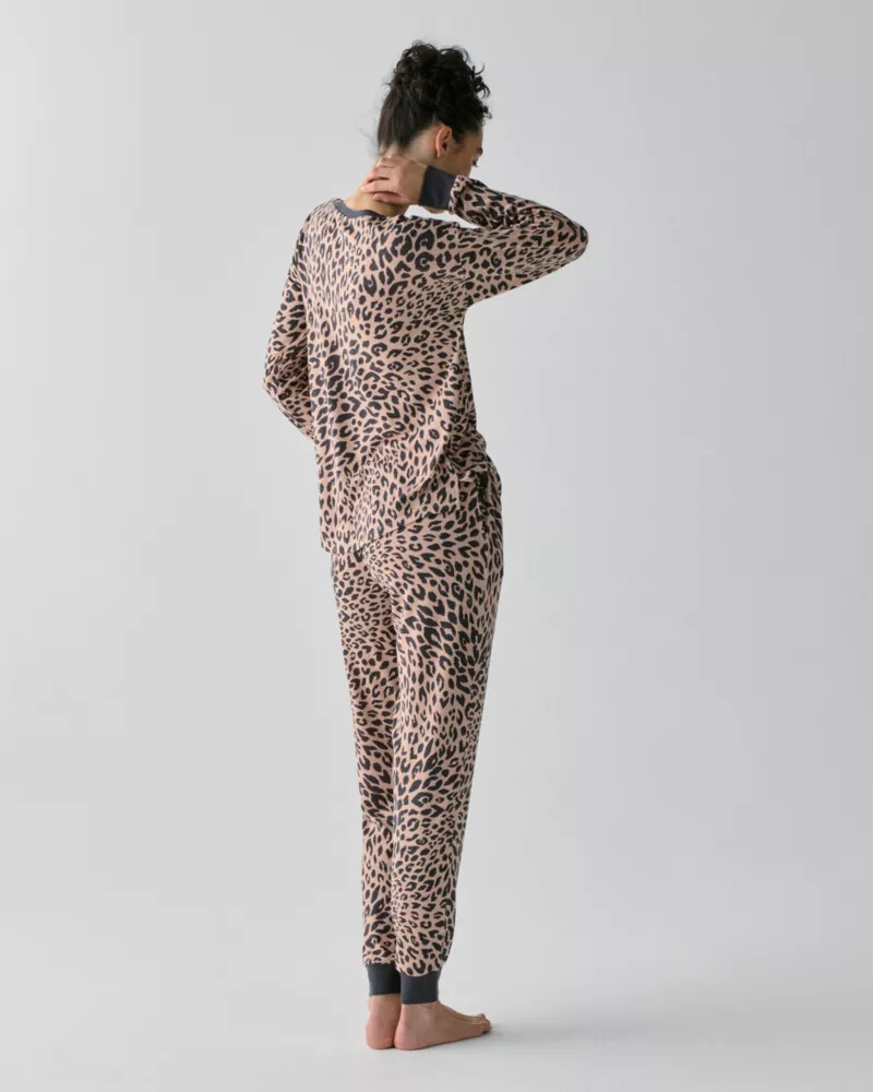 jogger pj set brown animal print