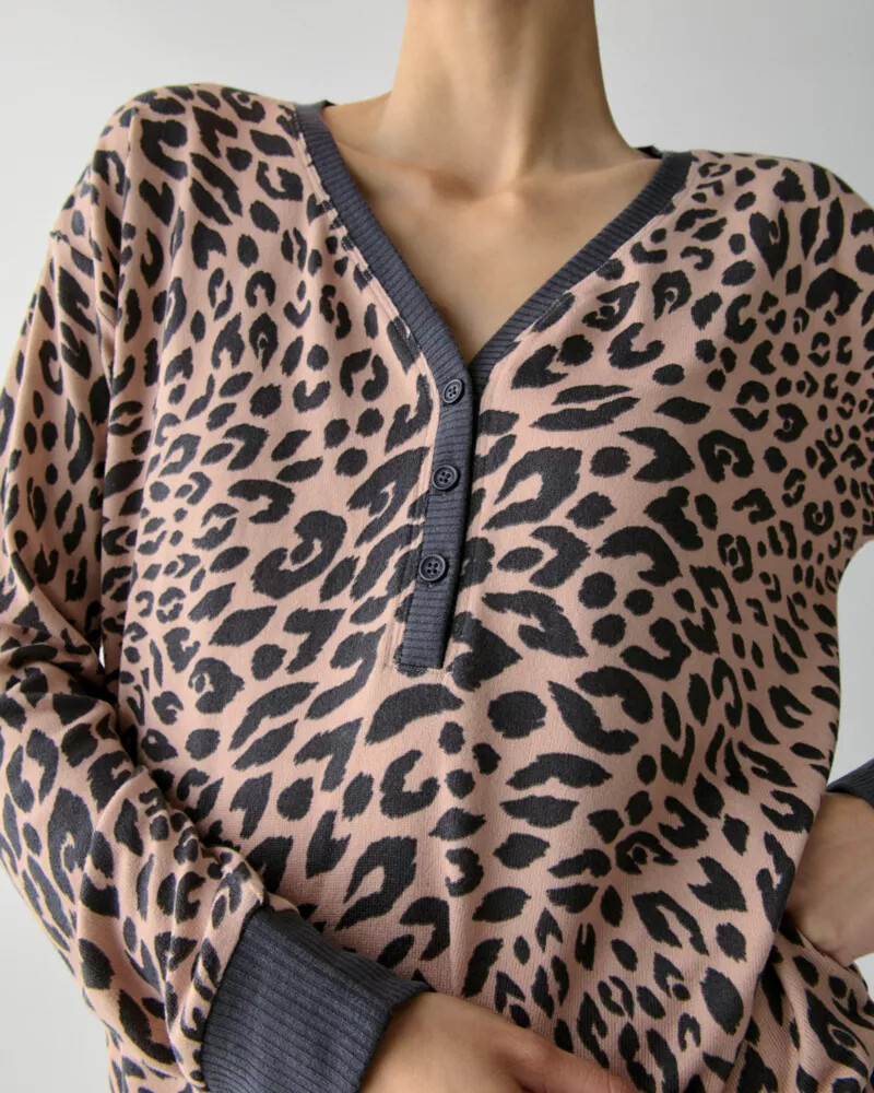 jogger pj set brown animal print
