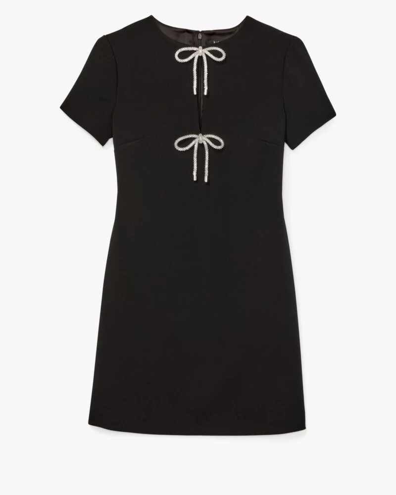 rhinestone bow dress black
