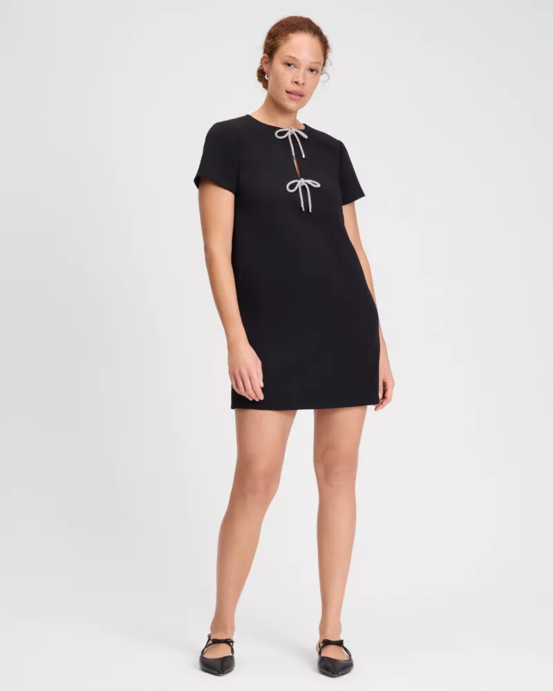 rhinestone bow dress black