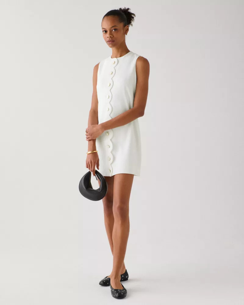 scallop shift dress cream