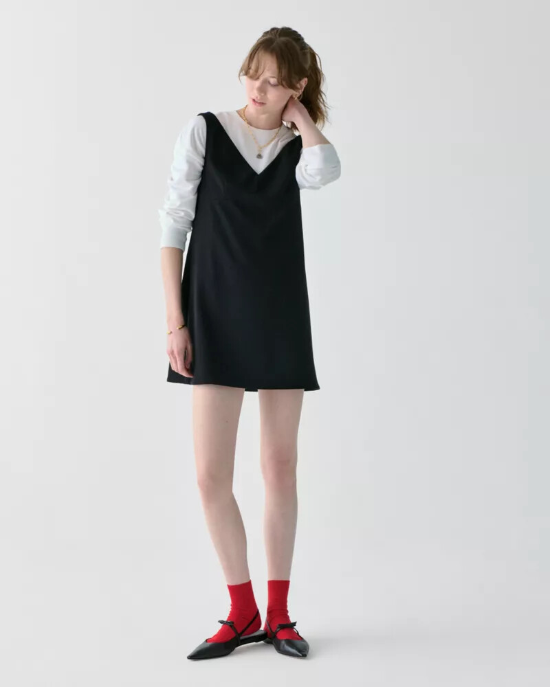 v-neck mini dress black