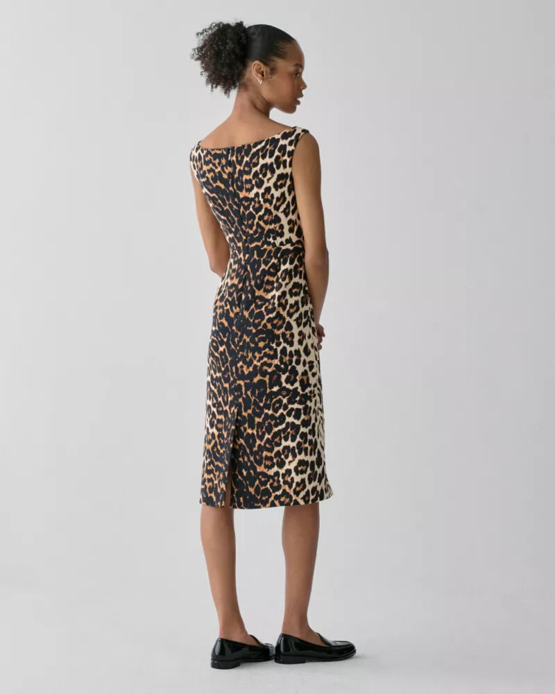 leopard v-neck midi dress milk glass