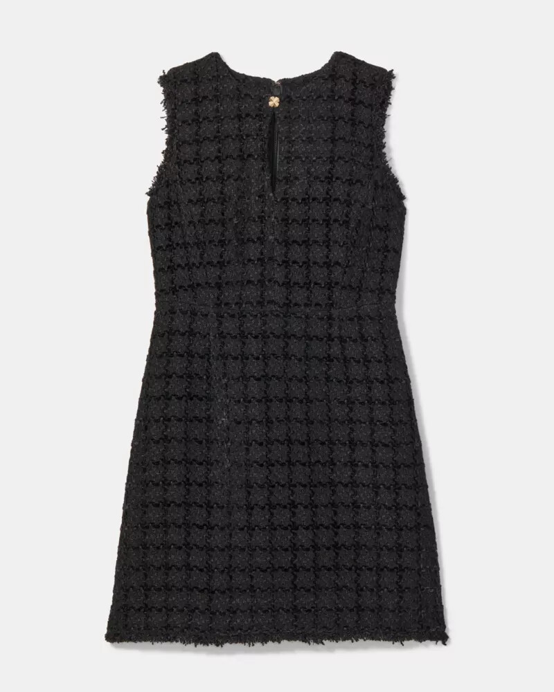 plaza tweed fit and flare dress black