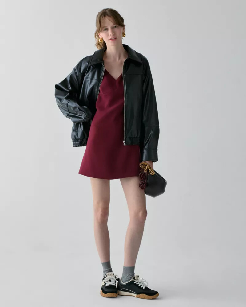 v-neck mini dress roasted pomegranate