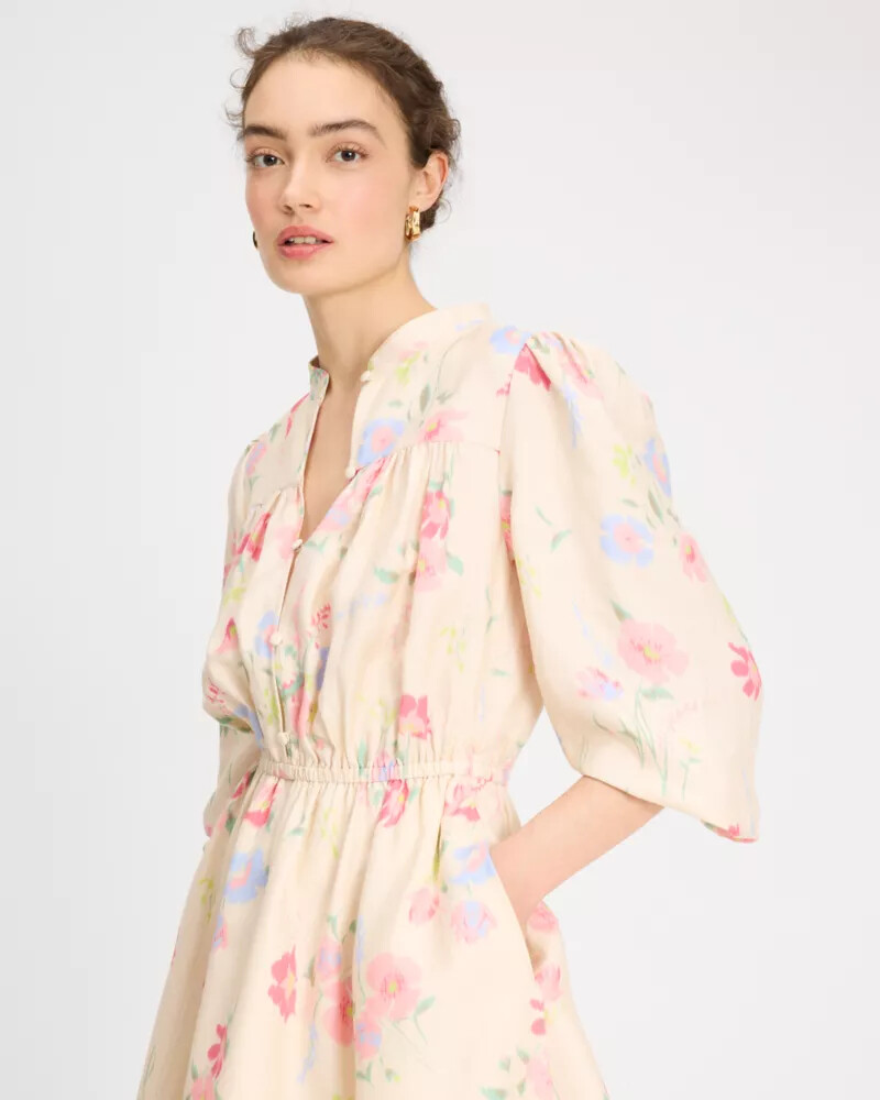 whimsical garden belted shirt dress antique pearl